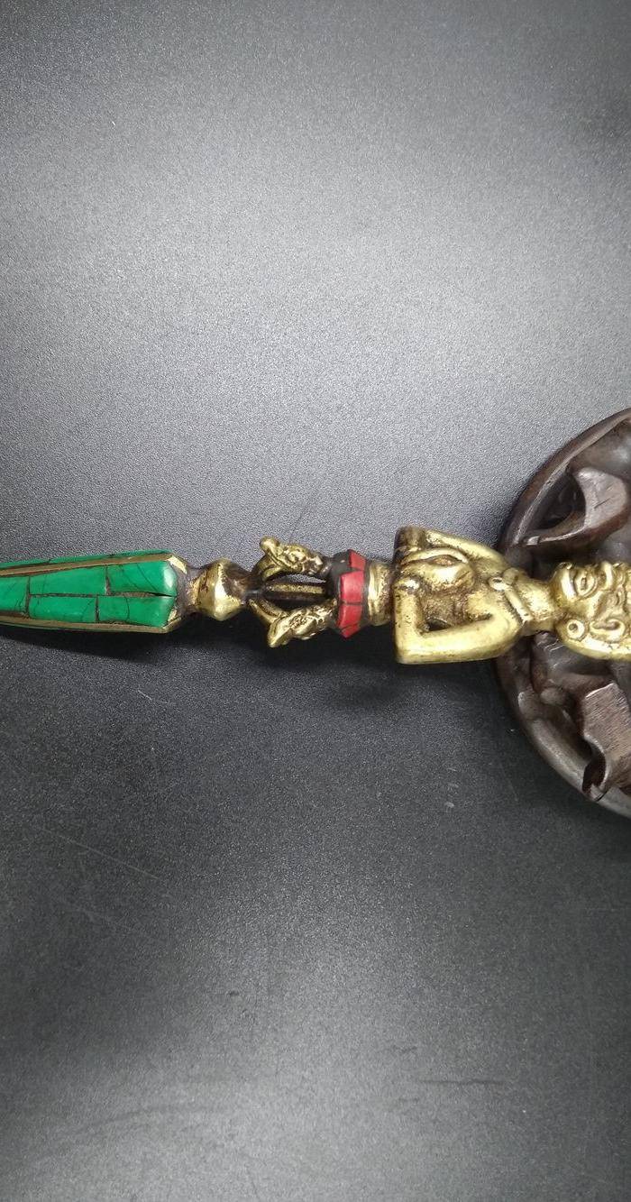 藏传清代法器 镶嵌绿松宝石图7