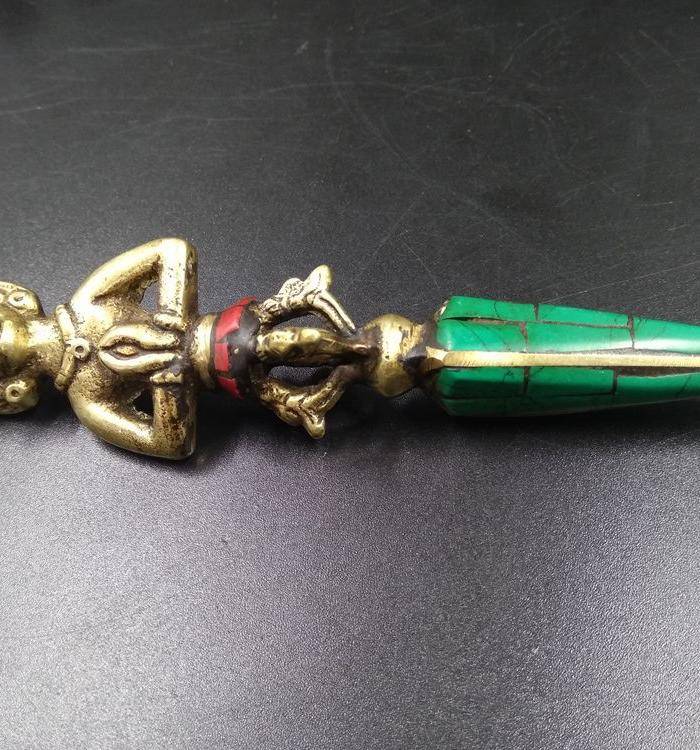 藏传清代法器 镶嵌绿松宝石图8