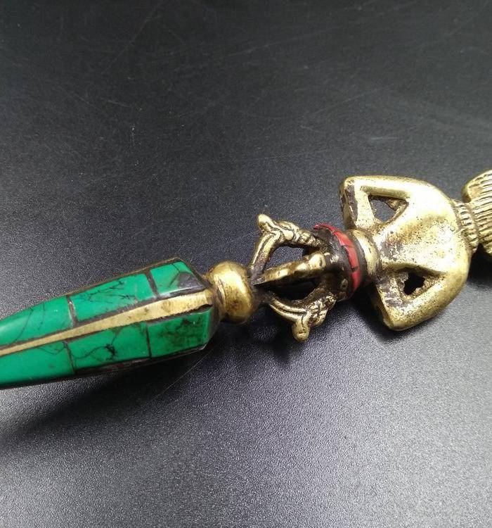 藏传清代法器 镶嵌绿松宝石图9