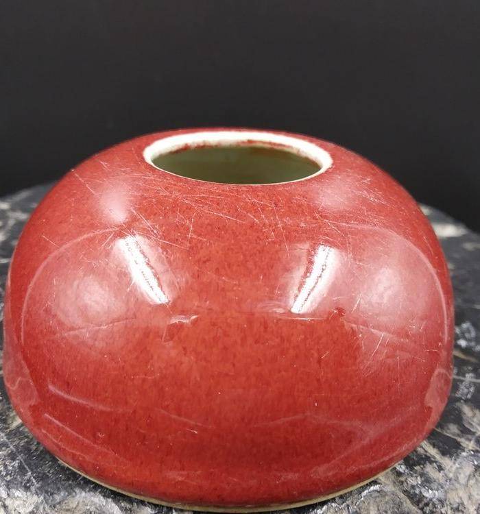 清早期 郎窑红水盂图2