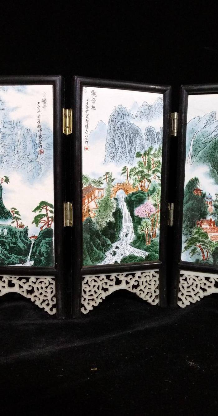 英国回流文房砚屏风一套图3