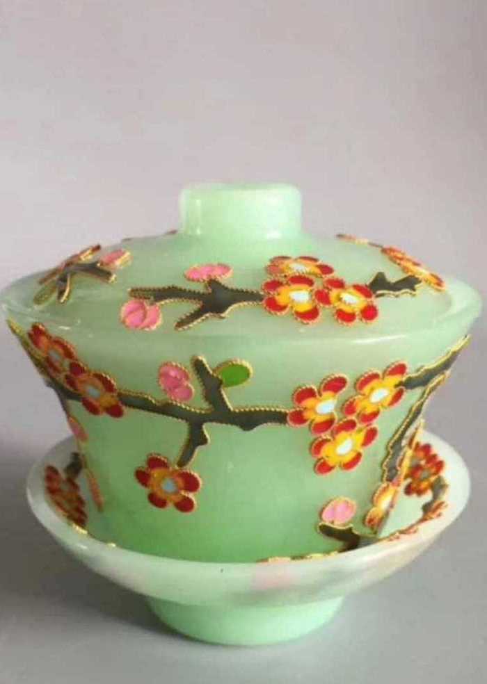 回流的一对景泰蓝琉璃茶杯图8
