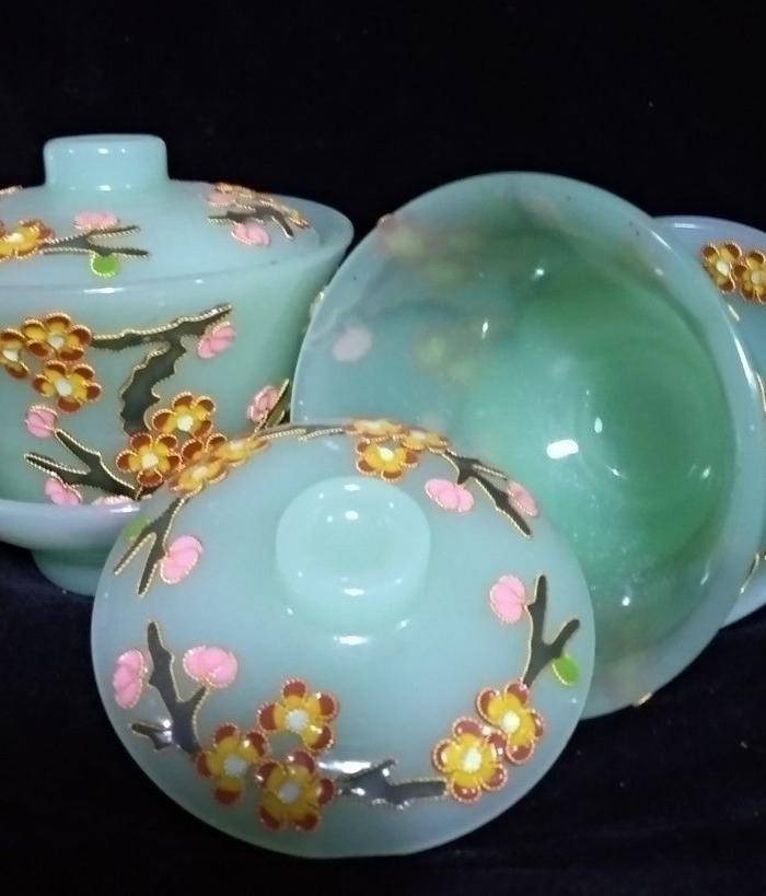 回流的一对景泰蓝琉璃茶杯图9