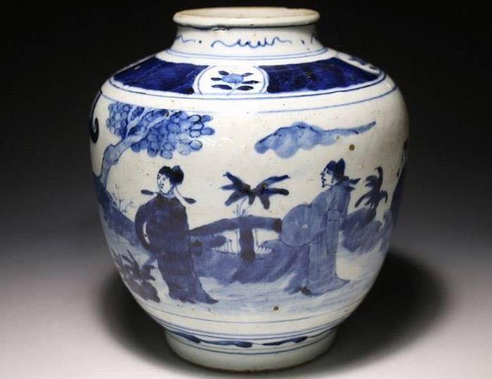 明代天启五子登科青花罐图2