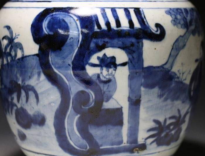 明代天启五子登科青花罐图6