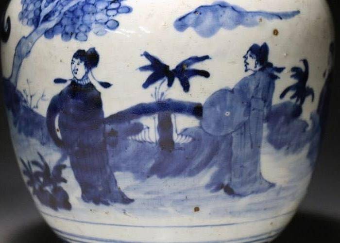 明代天启五子登科青花罐图7