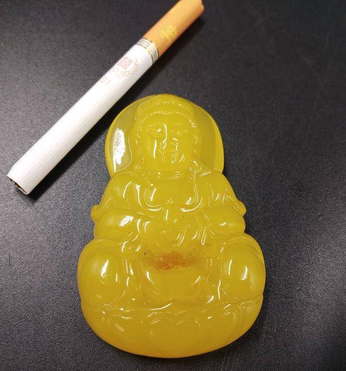 精品 纯天然鸡油黄波罗的海琥珀蜜蜡观音图2