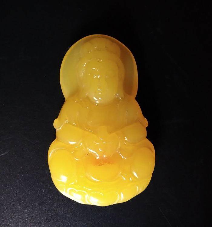 精品 纯天然鸡油黄波罗的海琥珀蜜蜡观音图5