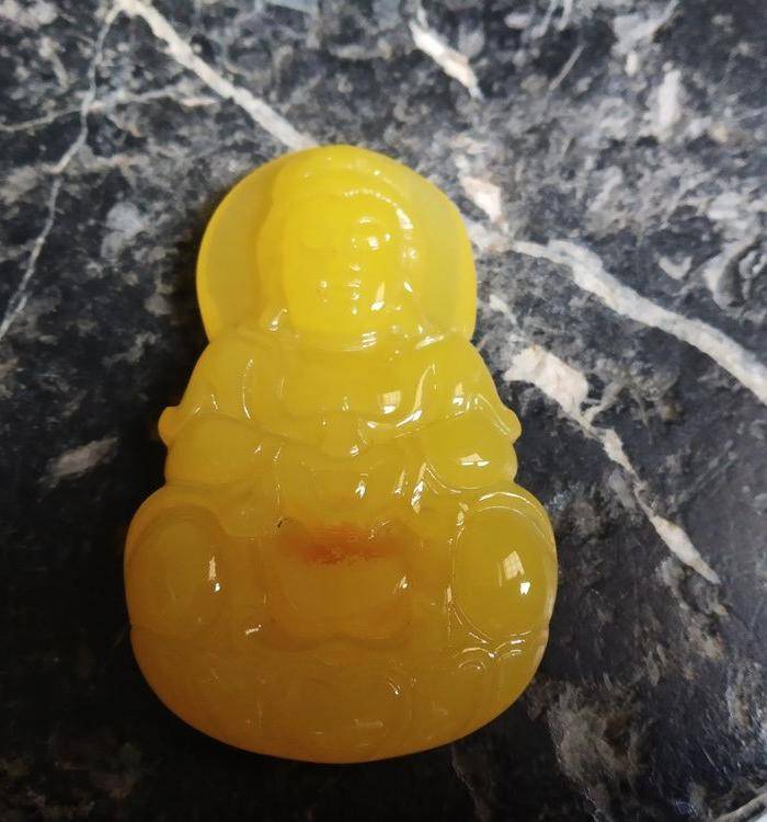 精品 纯天然鸡油黄波罗的海琥珀蜜蜡观音图6