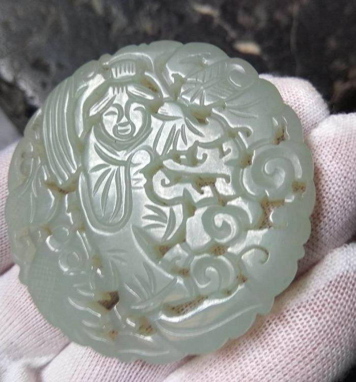 清代 刘海戏金蟾玉佩 开门到代图4