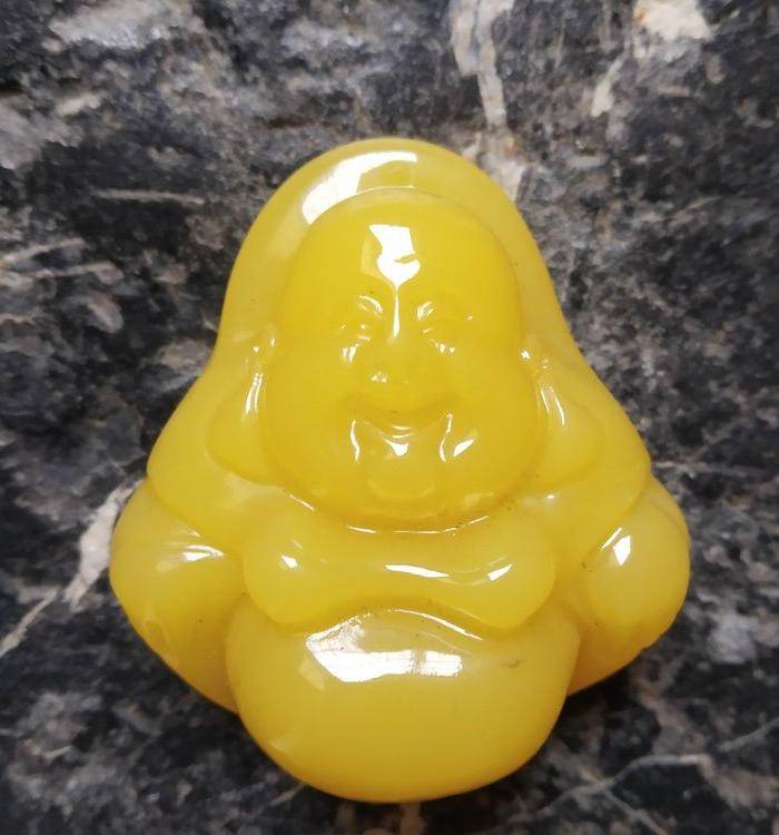 精品 纯天然鸡油黄波罗的海琥珀蜜蜡 弥勒笑佛图4