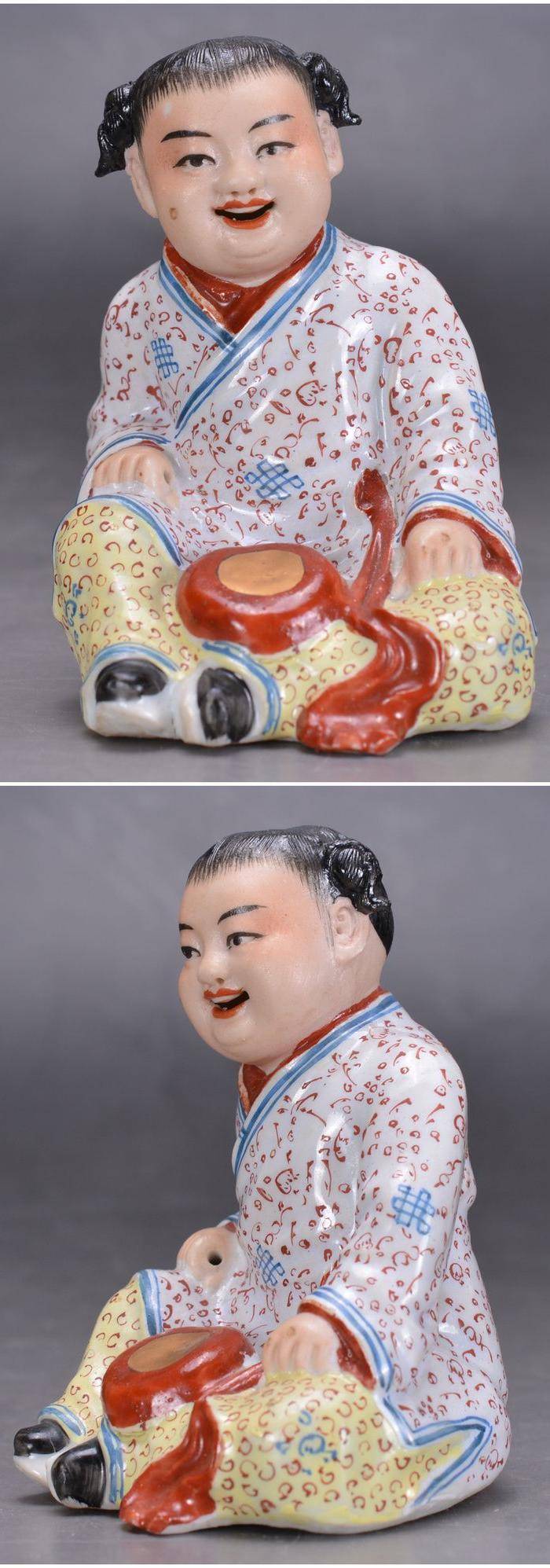 荣福记造 粉彩瓷人两个图7