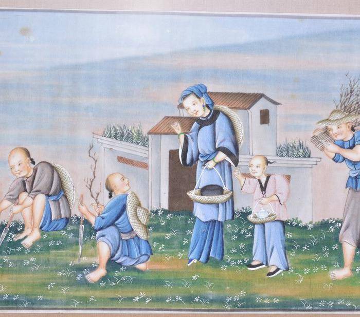 清 农家乐人物 通草画图2