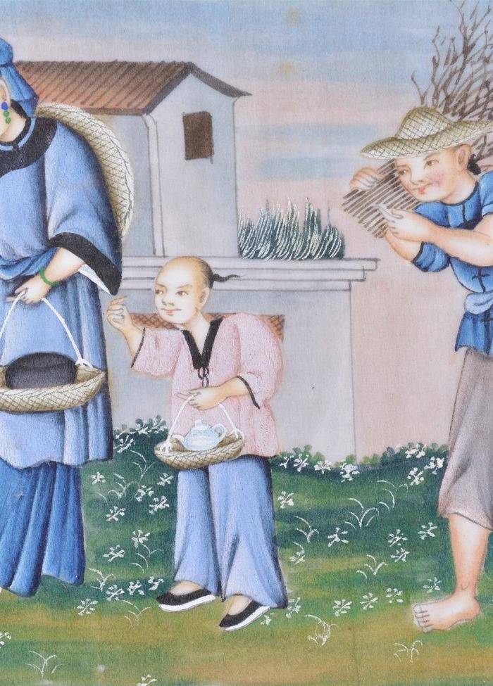 清 农家乐人物 通草画图4