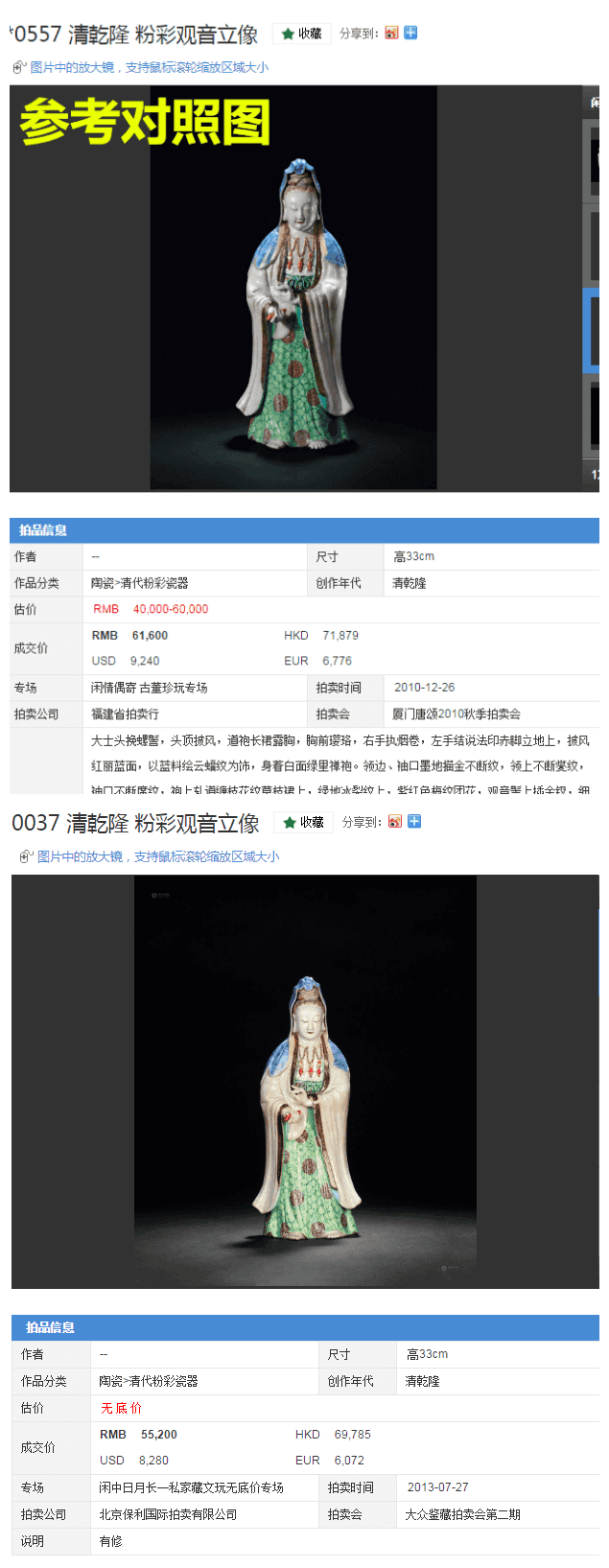 清乾隆 粉彩观音立像图12