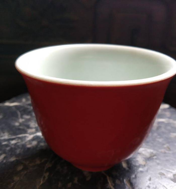 海外回流 红釉杯图3