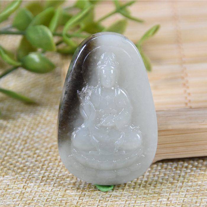 和田玉 黑皮料 俏色 大慈悲观音图3