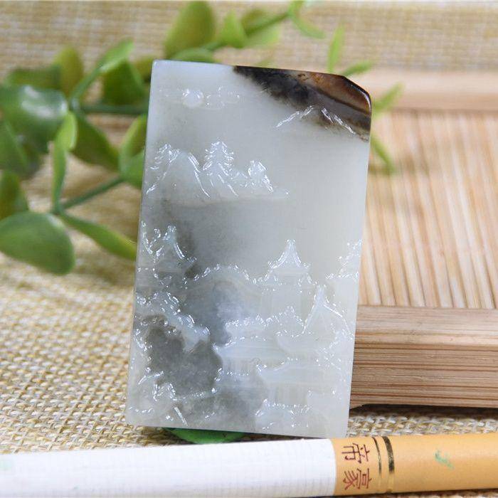 和田玉 籽玉 山水意境 宁静致 留皮图7