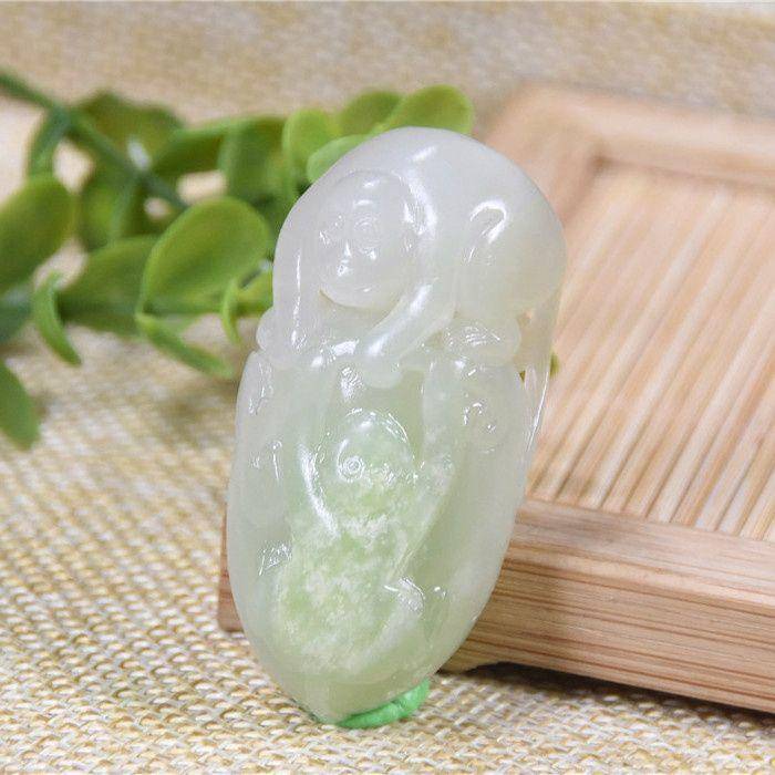 和田玉 带翠 双猴 代代封侯图3