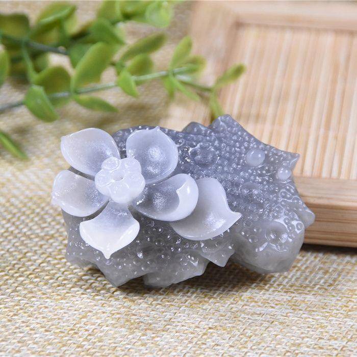 和田玉 石上莲花 与佛有缘 香插图3