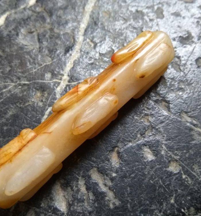 明代白玉蝉纹翎管图7