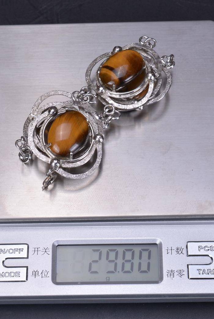 精美 天然宝石 银手链图9