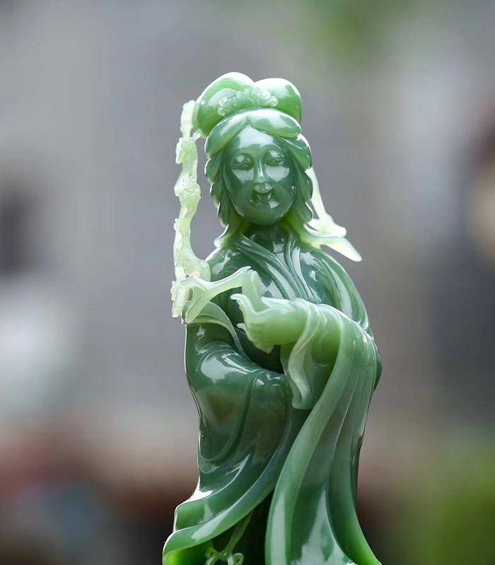 和田玉俄料碧玉 侍女摆件 一体雕刻 家居摆放收藏品图5
