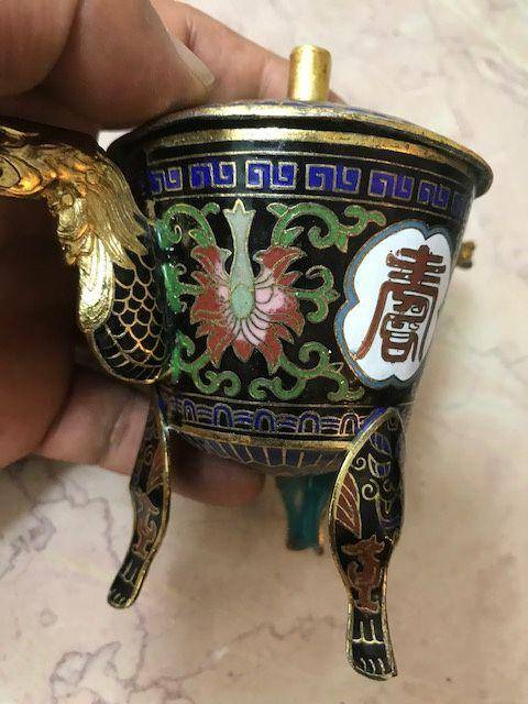 7547 铜鎏金珐琅香薰图9