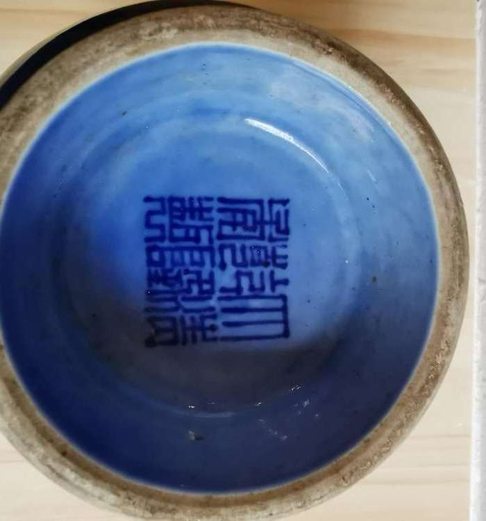 蓝釉盘枝龙菊瓣瓶一对 大清乾隆款图8
