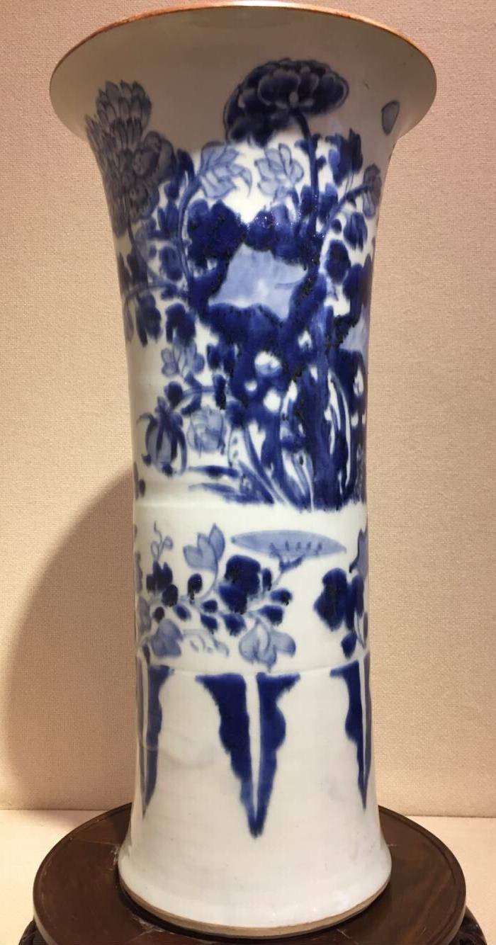顺治.青花花鸟桶瓶图2