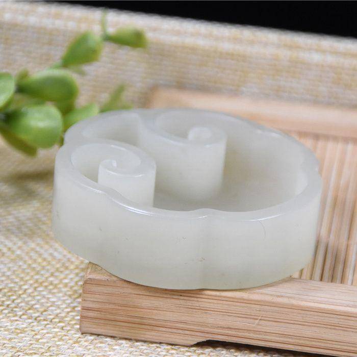 和田玉 祥云纹 文玩水盂图5