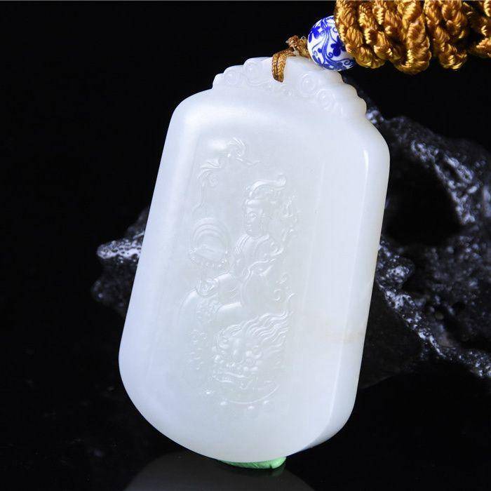 和田玉 籽玉 大慈悲观音 普渡众生 厚重大气 背满皮图5