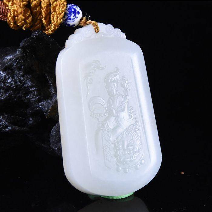 和田玉 籽玉 大慈悲观音 普渡众生 厚重大气 背满皮图3