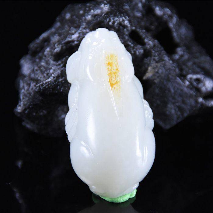 和田玉 籽玉 洒金皮 招财貔貅 尺寸大 小手把图4