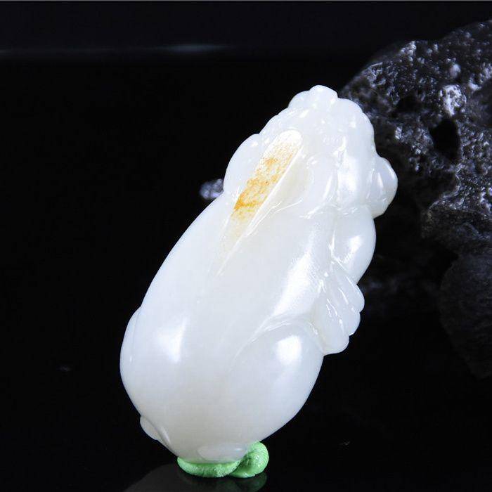 和田玉 籽玉 洒金皮 招财貔貅 尺寸大 小手把图5
