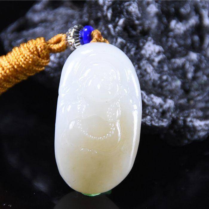 和田玉 糖料 欢喜佛 佛引福来图2