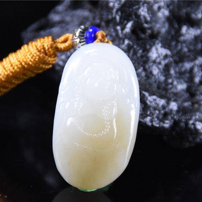 和田玉 糖料 欢喜佛 佛引福来图3