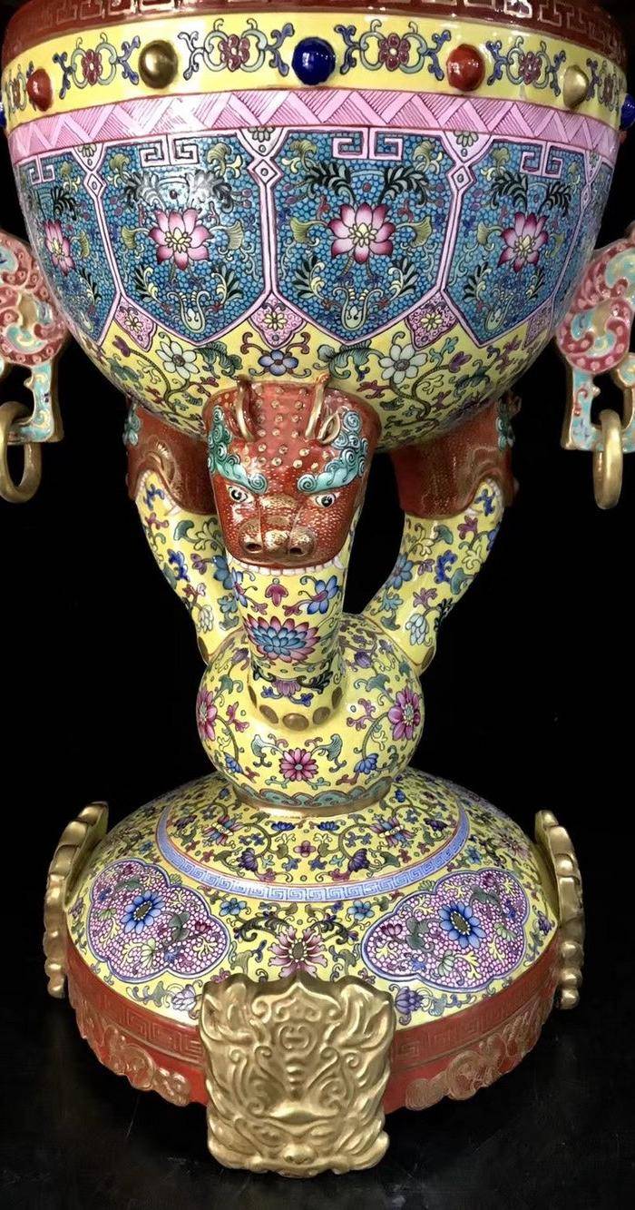 精品本金珐琅彩缠枝莲龙凤呈祥纹顶天立地图5