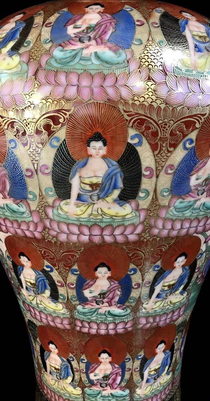 精品本金珐琅彩描金唐卡大梅瓶一对图8