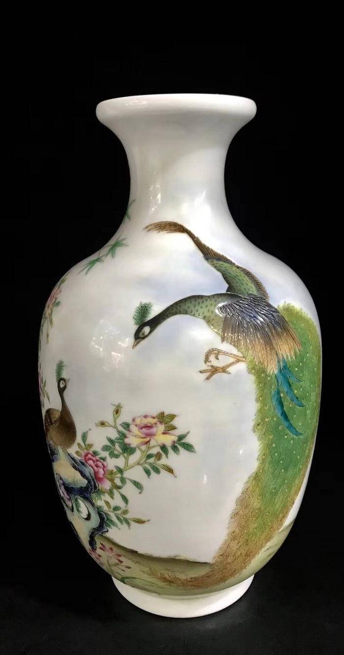 精品本金珐琅彩花鸟纹瓶一对图2