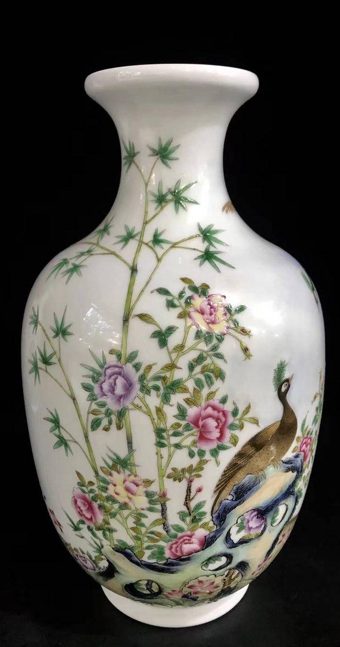 精品本金珐琅彩花鸟纹瓶一对图5