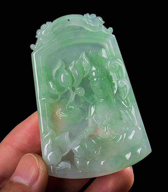 自然光实拍!天然A货好种绿观音图8
