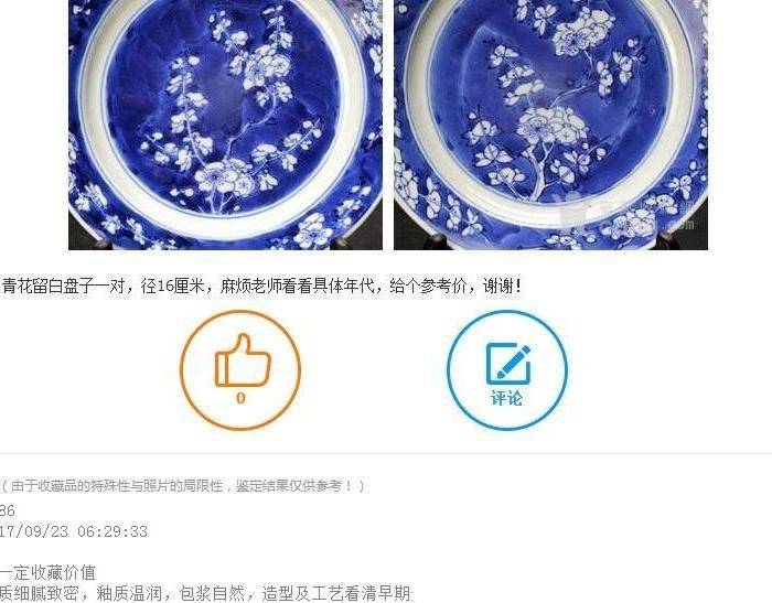 清康熙青花留白冰梅纹盘一对图12
