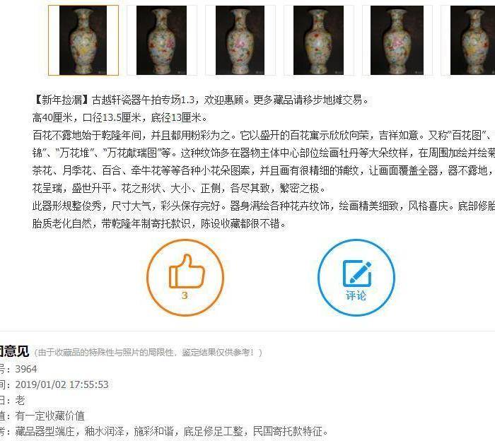 民国 粉彩百花不露地观音瓶图12