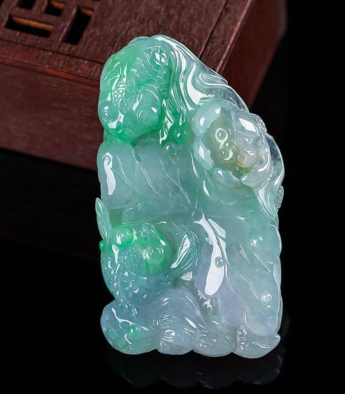 自然光实拍!天然A货好种绿荷叶鱼图7