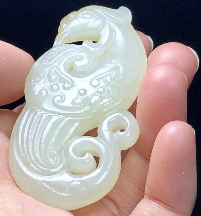 精品 清代老和田白玉凤凰玉佩图7