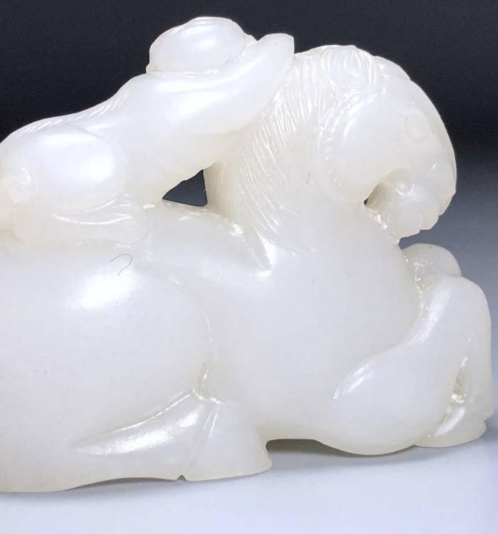 精品 收藏级回流重器 清代老和田白玉马上封侯图7