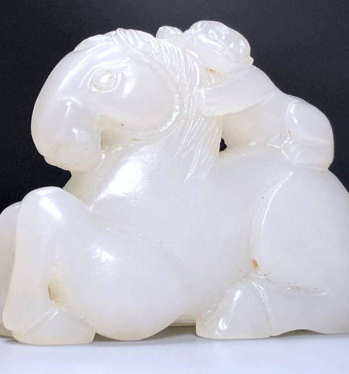 精品 收藏级回流重器 清代老和田白玉马上封侯图8