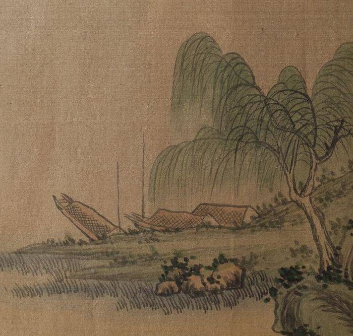 清代绢本山水斗方图6