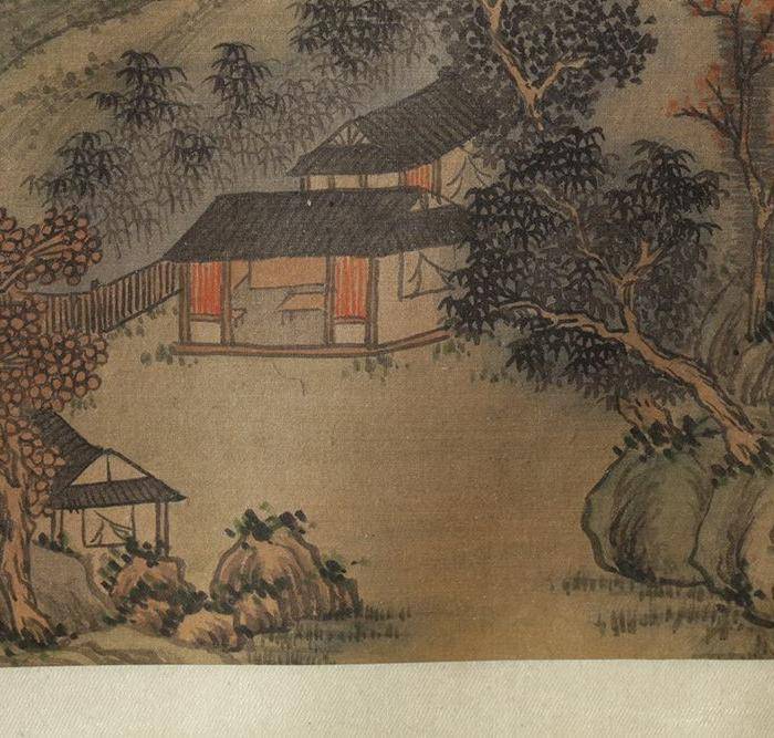 清代绢本山水斗方图7